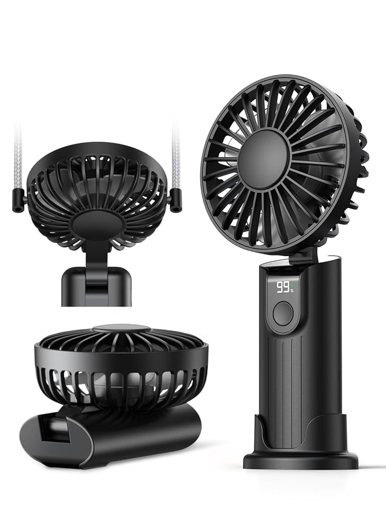 Verilux® USB Handheld Fan 3 in 1 Desk Fan Neck Fan with Detachable Neck Strap Variable USB Cordless 5000mAh Portable Pocket Cooling Fan for Travel, Hiking, Office Verilux® USB Handheld Fan 3 in 1 Desk Fan Neck Fan with Detachable Neck Strap Variable USB Cordless 5000mAh Portable Pocket Cooling Fan for Travel, Hiking, Office